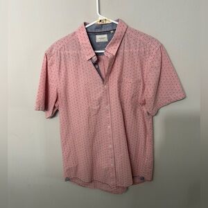 Men’s 7Diamonds Pink Short Sleeve Button Up Shirt Size Large